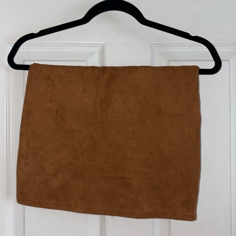 Brown Swede mini skirt